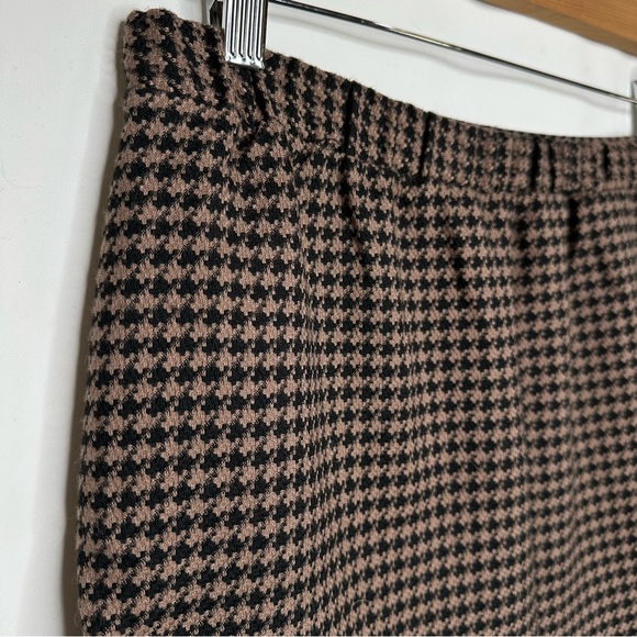 NKN Nekane Brown and Black Houndstooth Pocketed Ruffle Tweed Mini Skirt Sz L - Picture 9 of 13
